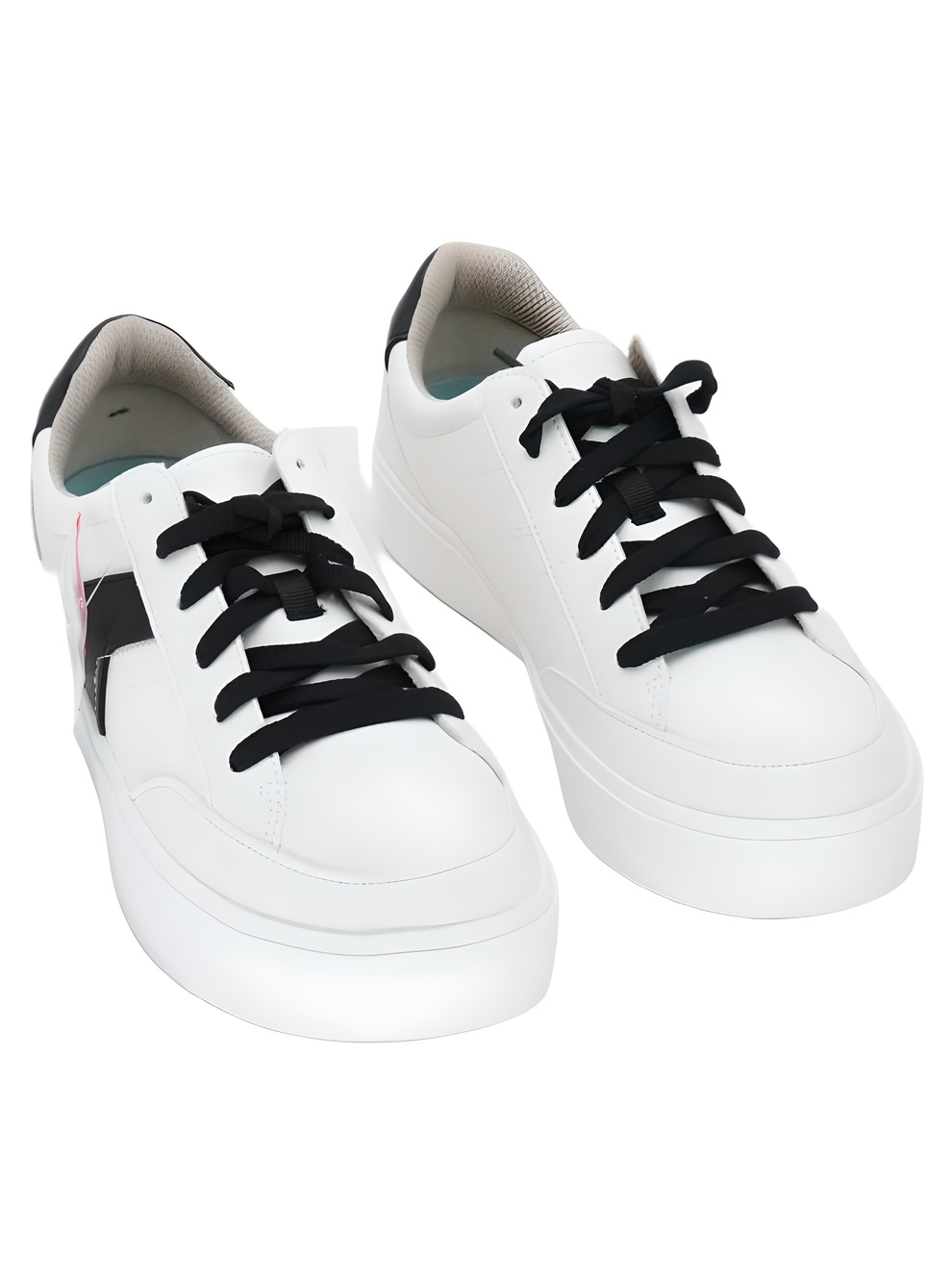 Dr. Scholl's Madison Lace Sneakers White Black Faux Leather Size 9M